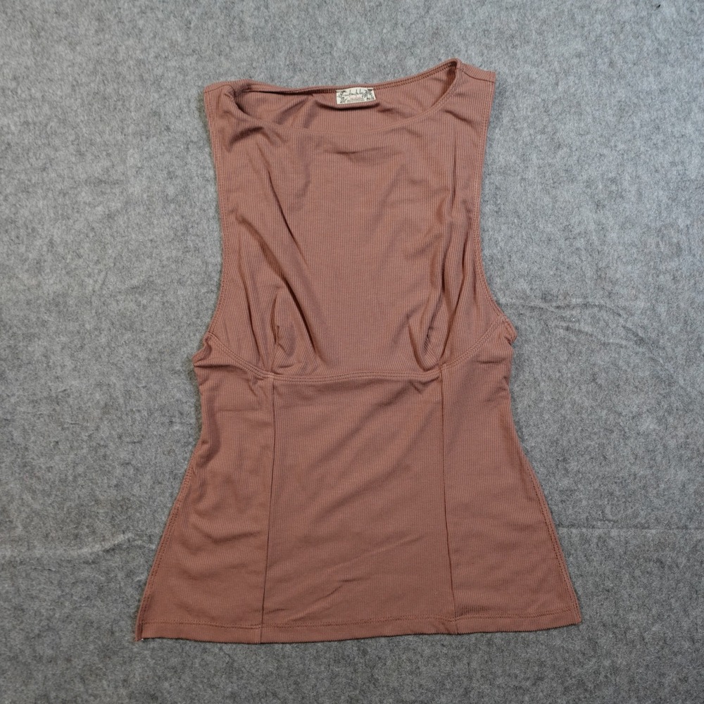 Free People Top Womens Extra Small Boat Neck Ribbed Mauve Pink Knit